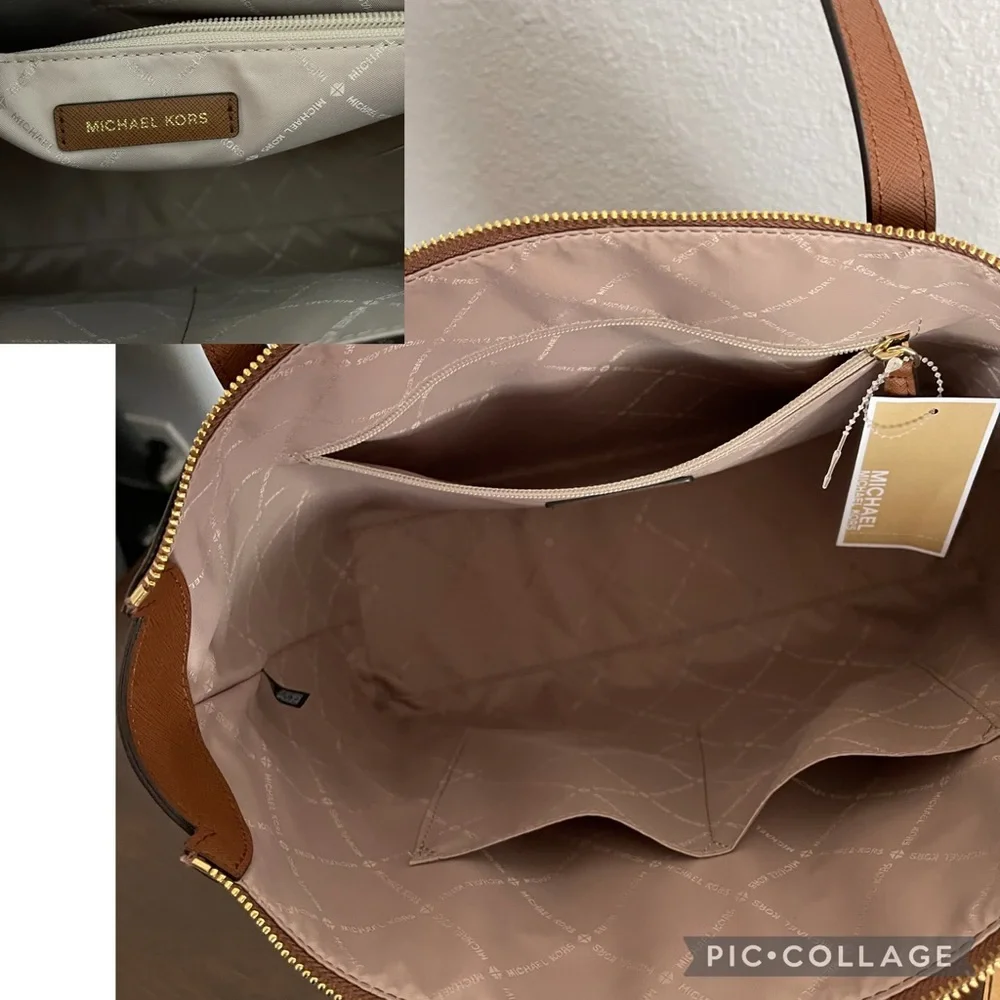 SALE💥💥MICHAEL KORS‎ MADDIE TOTE MEDIUM VANILLA CANVAS/LEATHER SHOULDER BAG